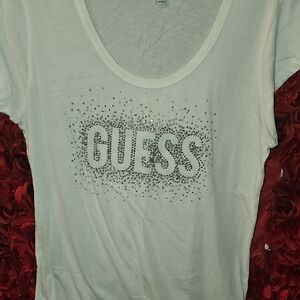 Guess Women's White Graphic Short Sleeve T-Shirt Size XLarge